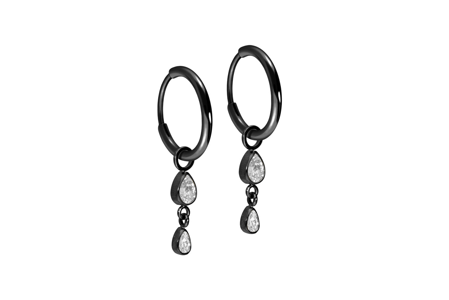Titan Ohrclicker Creolen 2 KRISTALLTROPFEN von Piercingline